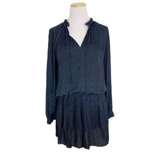 Anthropologie Current Air Star Print tiered Mini Dress Size XS Navy Blue